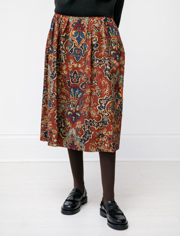 Margaret Howell Pretty Inverted Linen Twill Skirt - Paisley