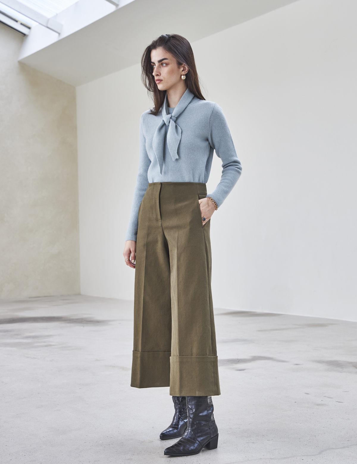 Maison De Ines Oxford Wide Pants - Khaki - Image 3 of 13