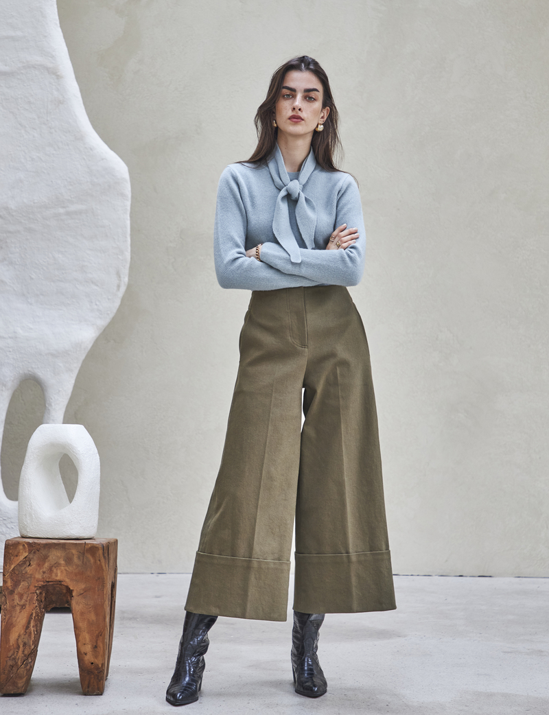 Maison De Ines Oxford Wide Pants - Khaki