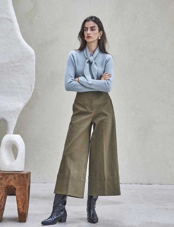 Maison De Ines Oxford Wide Pants - Khaki