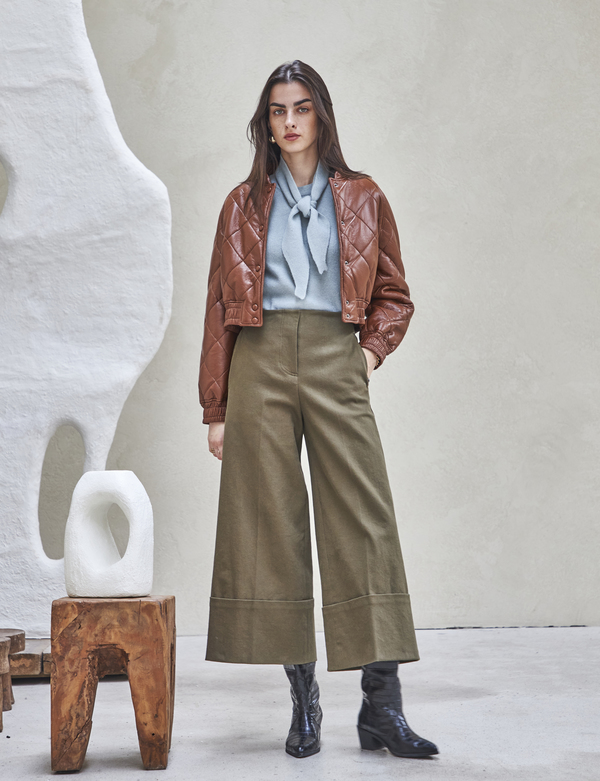 Maison De Ines Oxford Wide Pants - Khaki