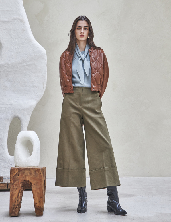 Maison De Ines Oxford Wide Pants - Khaki
