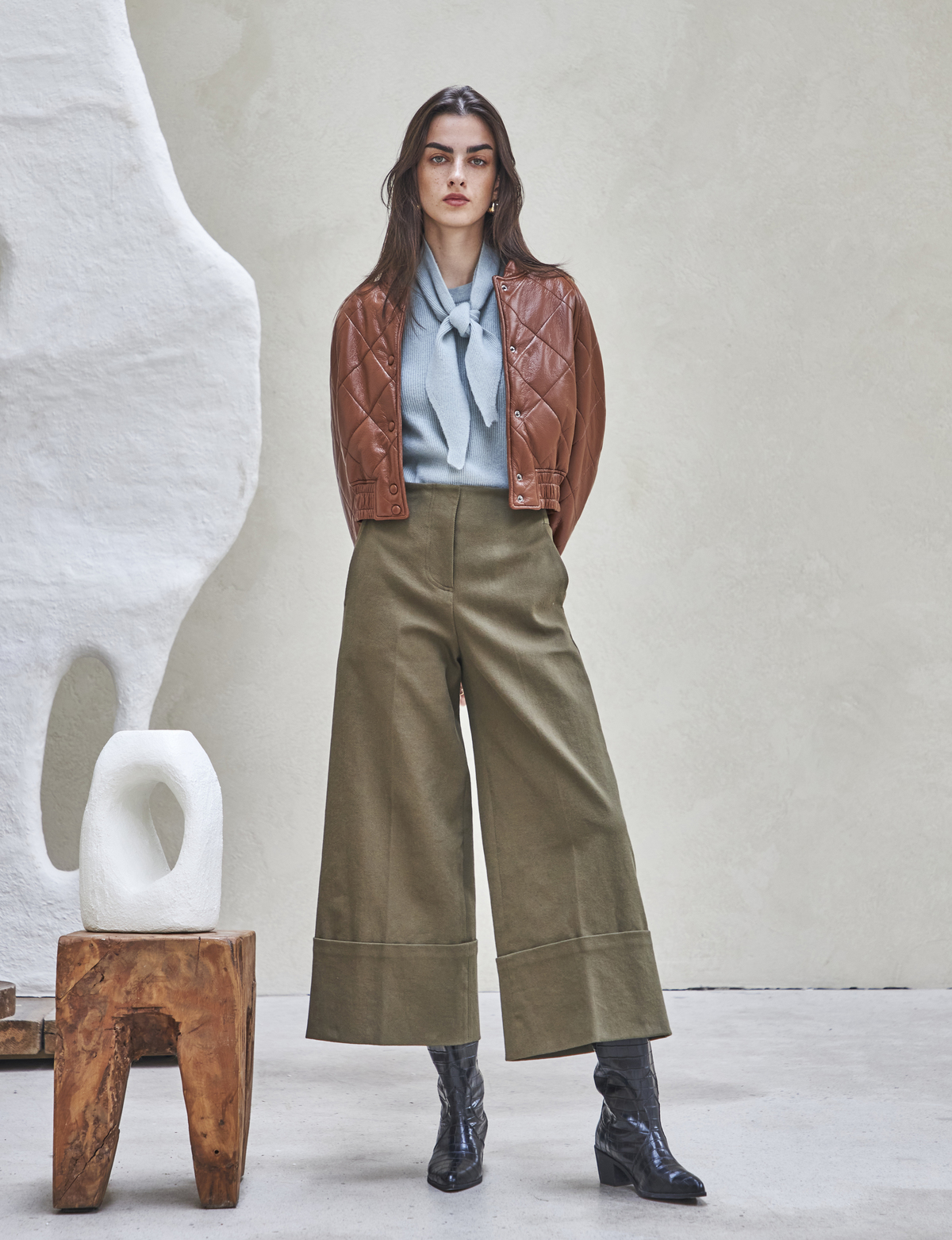 Maison De Ines Oxford Wide Pants - Khaki - Image 11 of 13