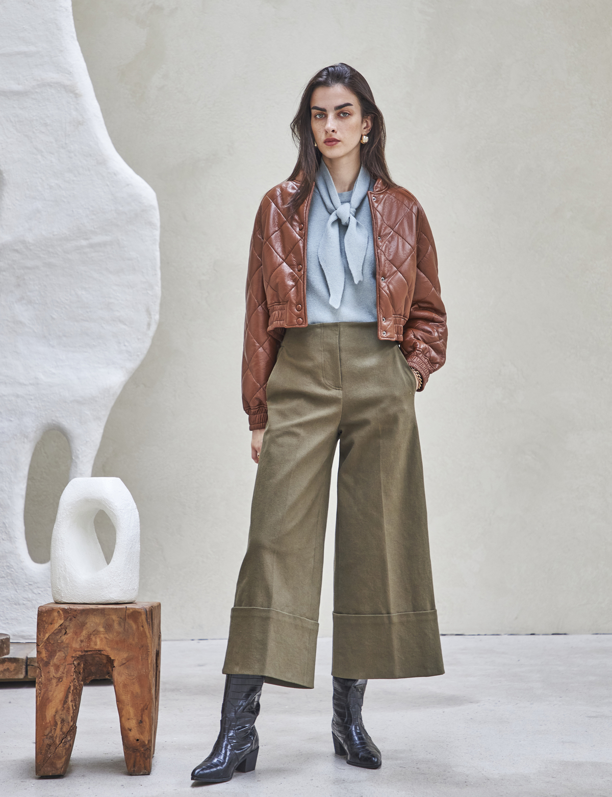 Maison De Ines Oxford Wide Pants - Khaki - Image 12 of 13