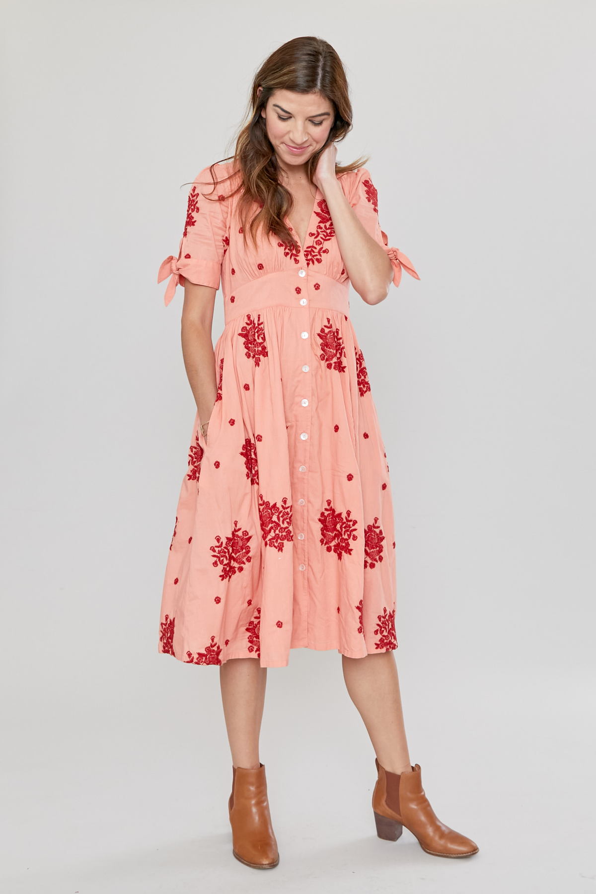Pink Chicken Farrah Dress - Coral - Image 1 of 2