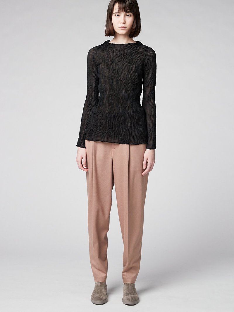 Chiffon Twist Boatneck Top in Black by Issey Miyake | Garmentory