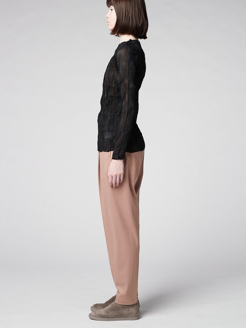 Chiffon Twist Boatneck Top in Black by Issey Miyake | Garmentory
