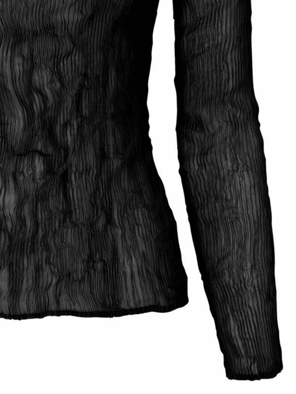 Chiffon Twist Boatneck Top in Black by Issey Miyake | Garmentory