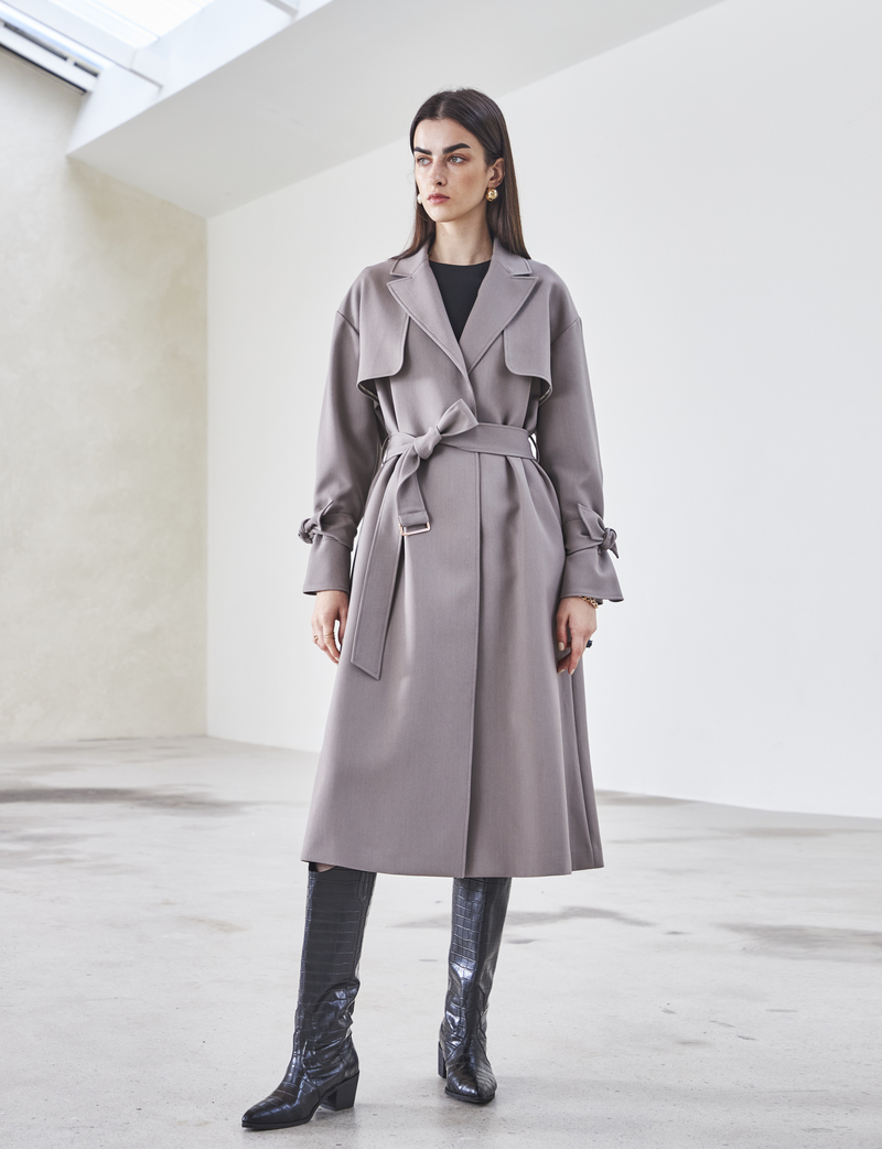 【美品】marno Ines coat Chacoal Gray コート Maison De Ines RAYON TRENCH COAT - gray | Garmentory