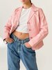 Vintage Leather Blazer - Pink - Thumbnail 1