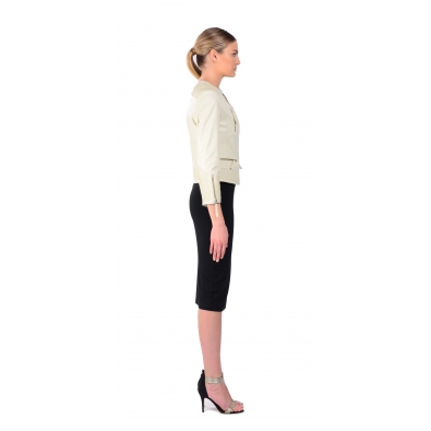 LAMARQUE Mae Basketweave Detail Leather Jacket LAMARQUE Mae Basketweave Detail Leather Jacket