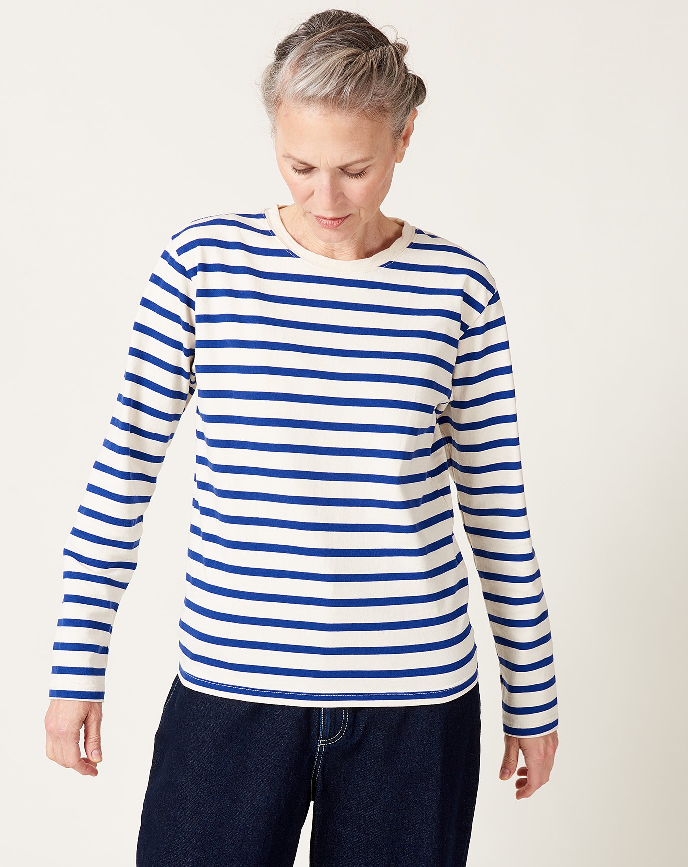 トップス KAPITAL Smilie Patch Long Sleeve Tee XL Kapital Stripe Smilie Patch Long Sleeve Tee, Blue – Glasswing