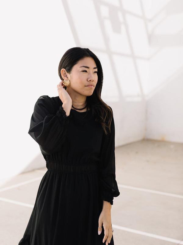 Grade & Gather Ruffle Midi Dress - Black