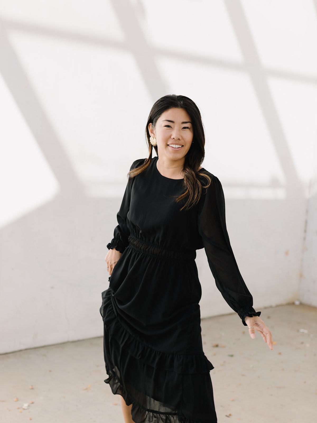 Grade & Gather Ruffle Midi Dress - Black | Garmentory