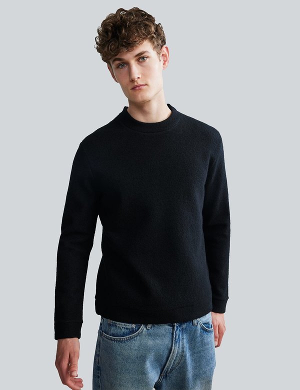 NN07 Boiled Merino Crewneck Sweater Black Garmentory