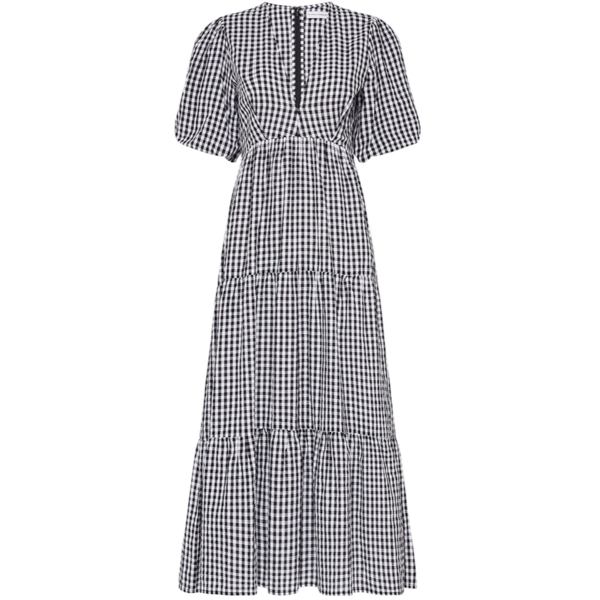 Faithfull The Brand Aberdeen Midi Dress - Gingham Black | Garmentory