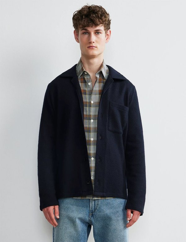 NN07 Miyagi Wool Overshirt 6394 - Navy Blue | Garmentory
