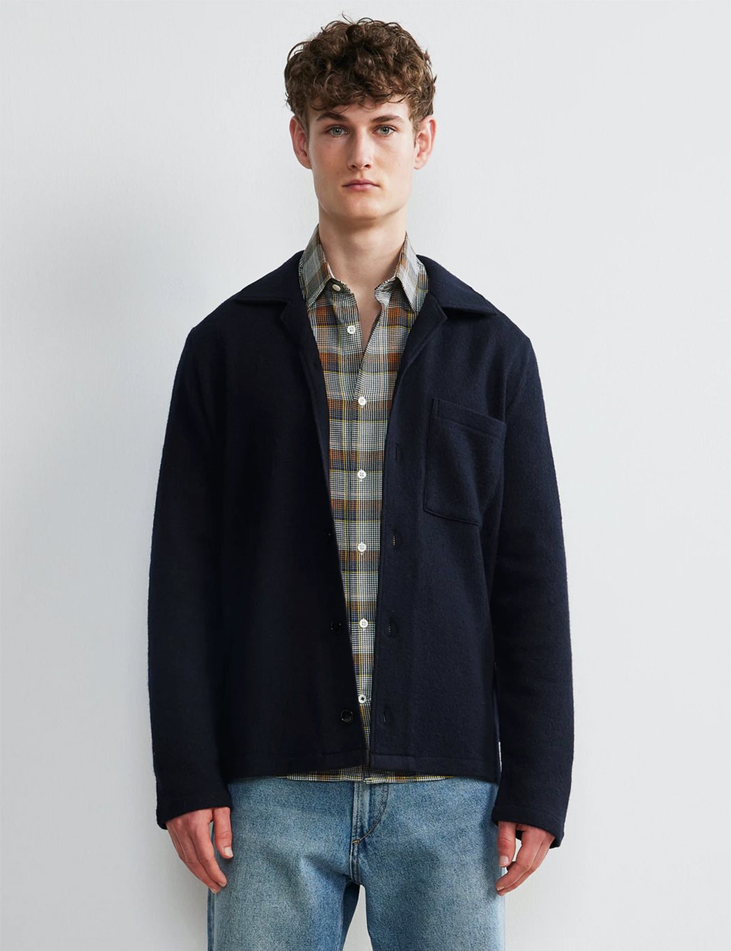 NN07 Miyagi Wool Overshirt 6394 - Navy Blue | Garmentory