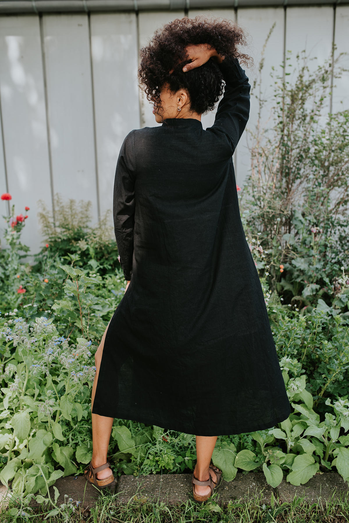 World of Crow side slit dress - Ink black | Garmentory