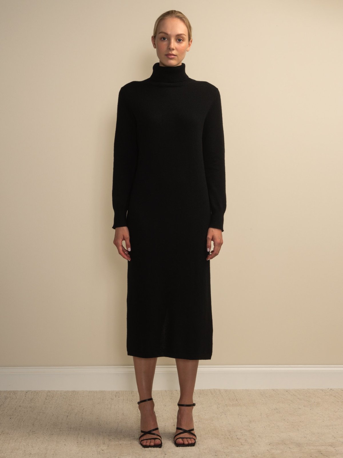 black turtleneck maxi dress Gina Tricot sleeveless knit in chlorine bleach Black Turtleneck Dresses - Bloomingdale's