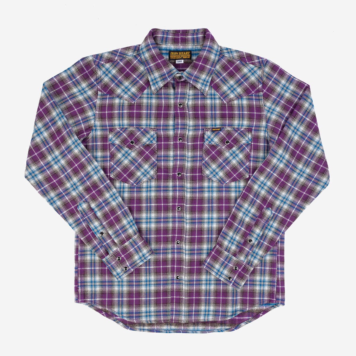 Iron Heart IHSH-309-PUR Ultra Heavy Flannel Classic Check Western TOP  MULTI