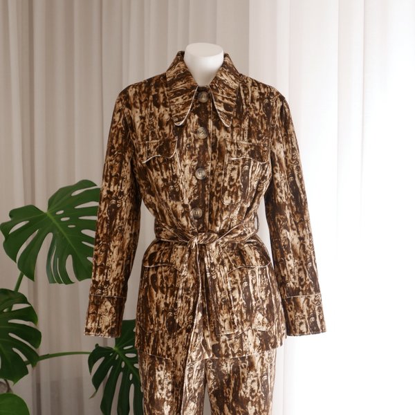 Rejina Pyo Felix Cotton Jacket - Moleskin Print Brown | Garmentory