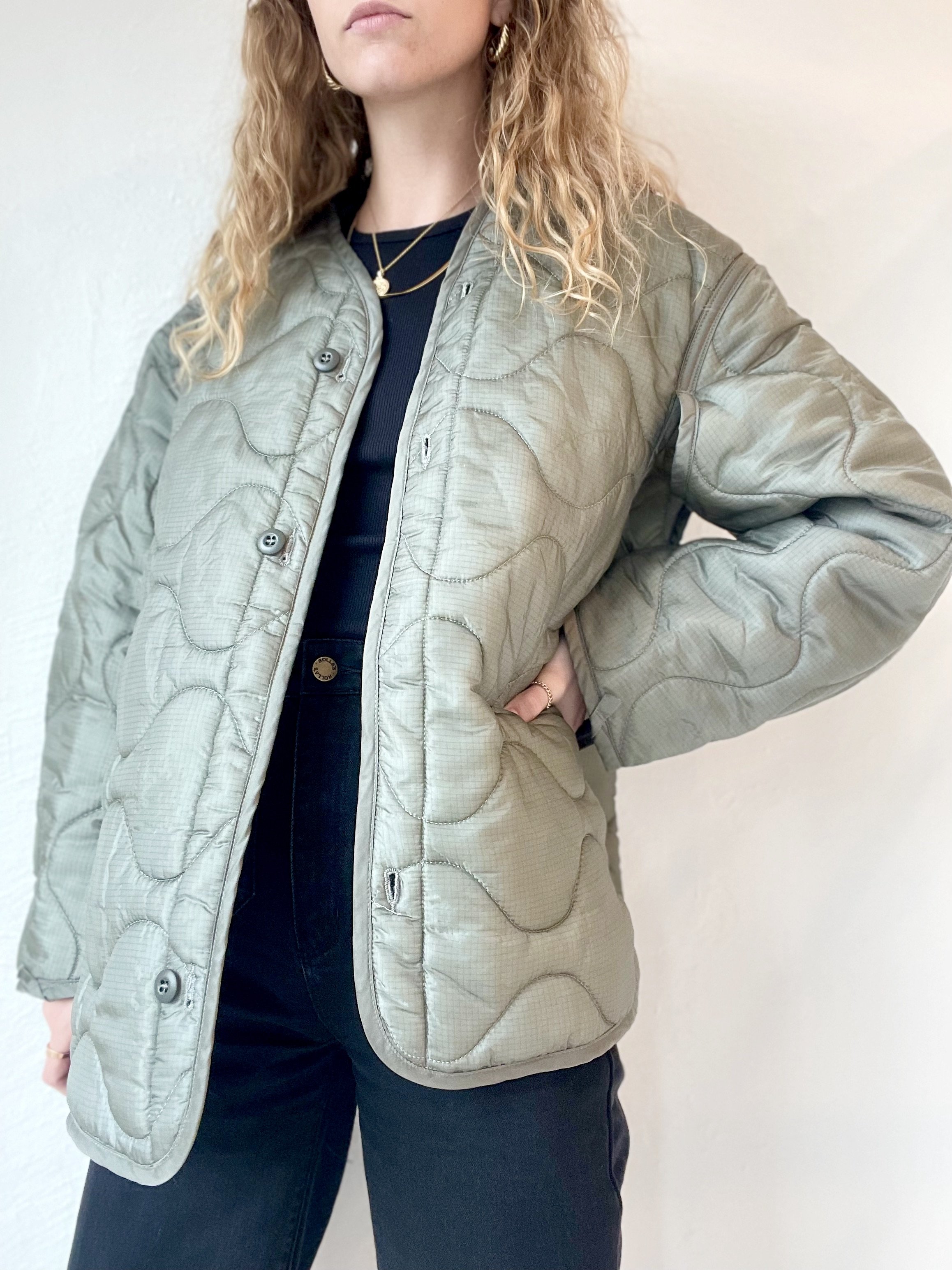 quilted army green jacket