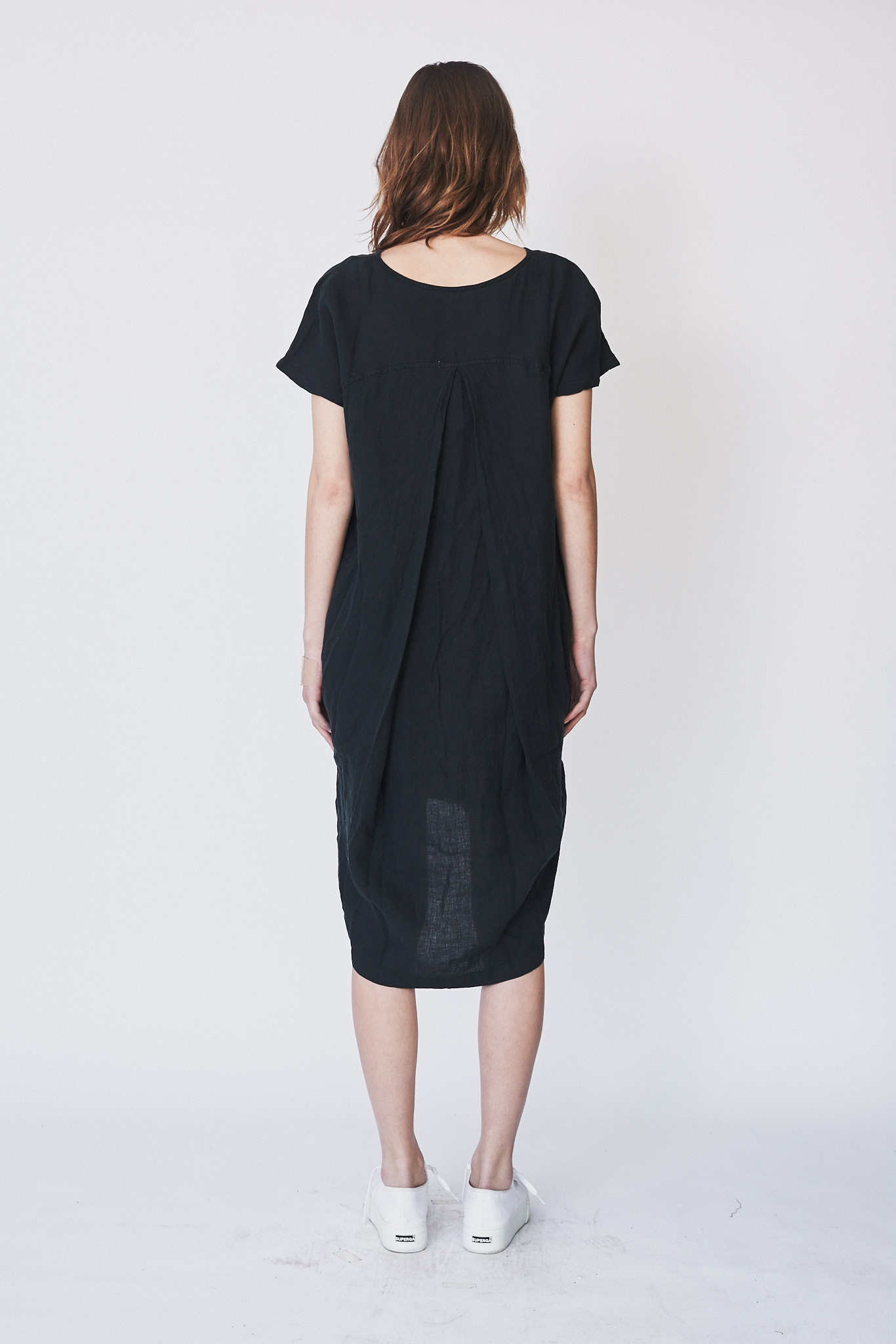 Black Crane Cotton Pleated Cocoon Dress Garmentory