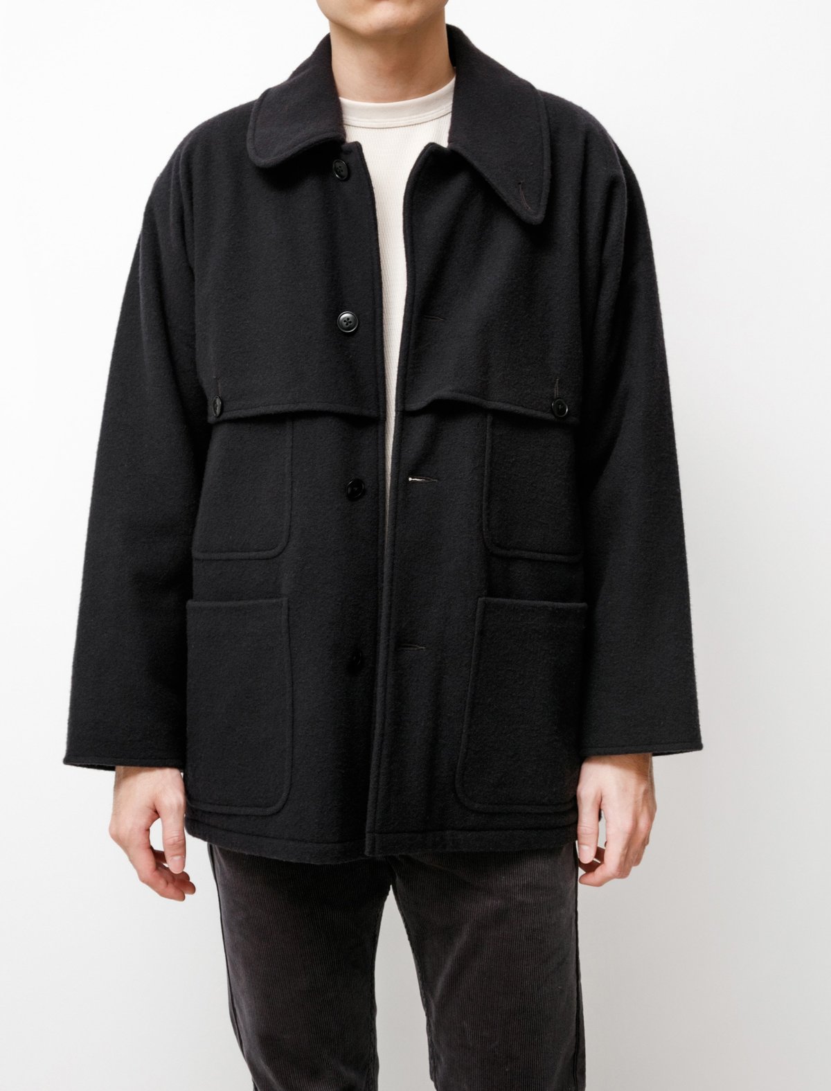 Comoli Napped Wool Mackinaw Cruiser - Navy | Garmentory