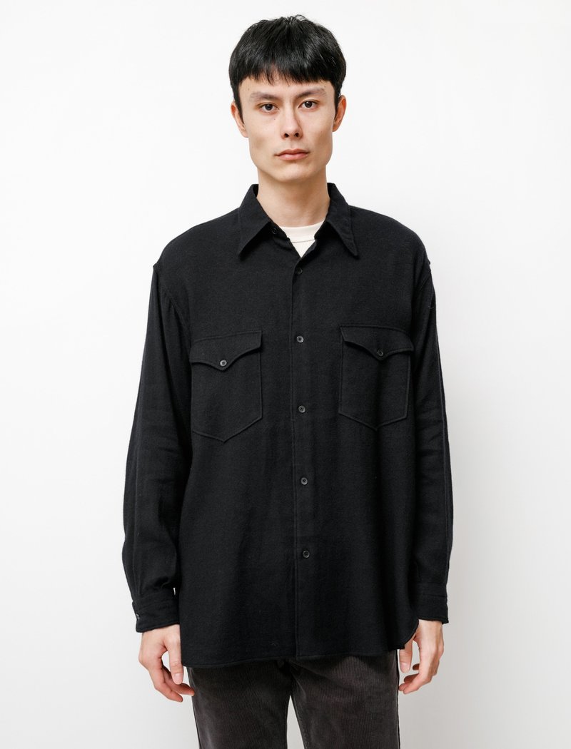 Comoli Washi Cashmere Workshirt - Navy | Garmentory Comoli Washi Cashmere Workshirt - Navy | Garmentory