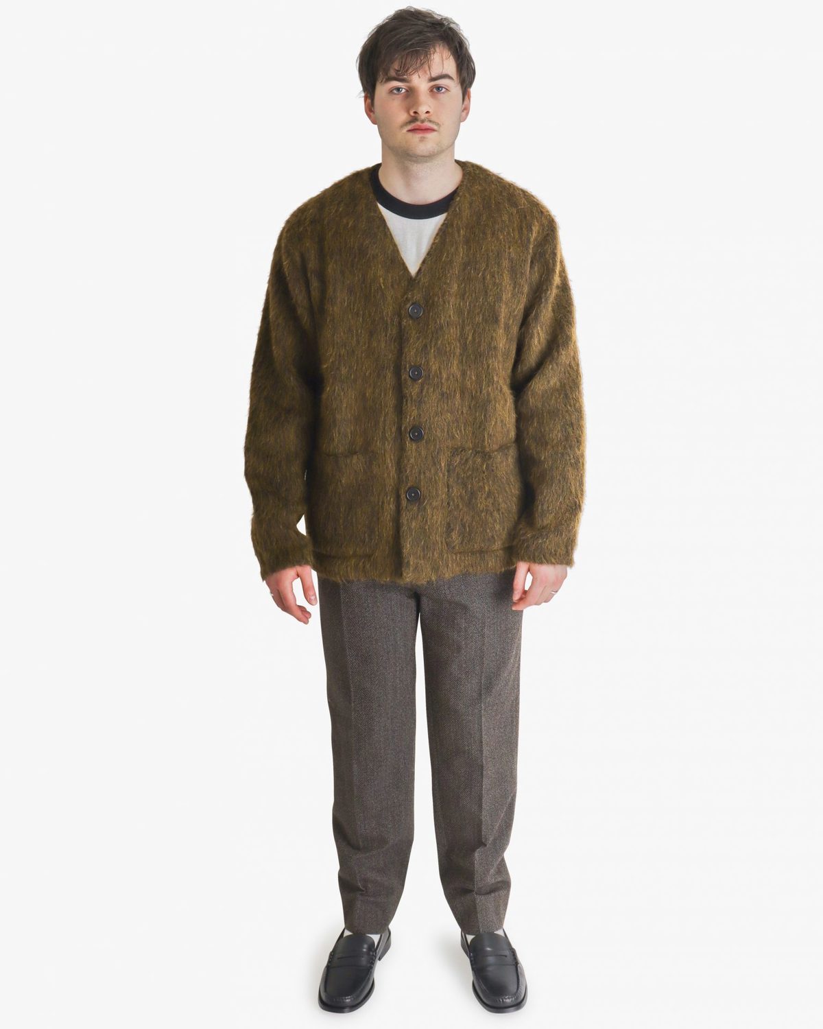 Our Legacy Melange Mohair cardigan - Olive | Garmentory