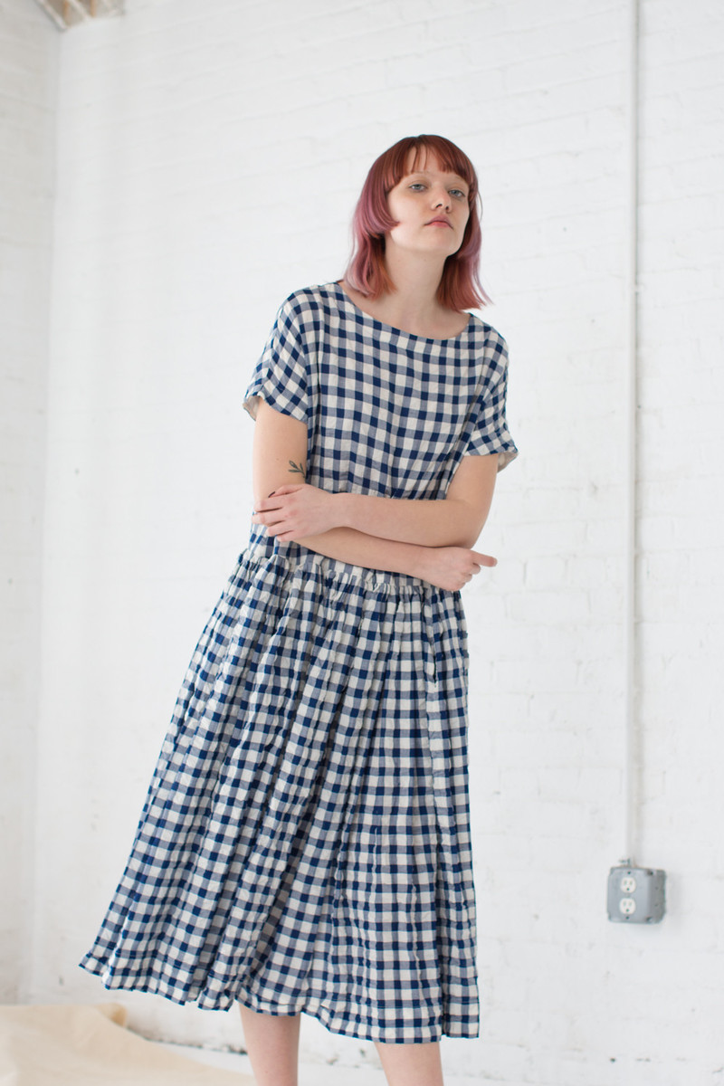 ワンピース casey casey pasha rouch dress Casey Casey Pasha Rouche Dress in Blue White | Garmentory