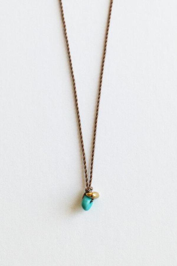 See Real Flowers Pebble Necklace - Gold/Turquoise