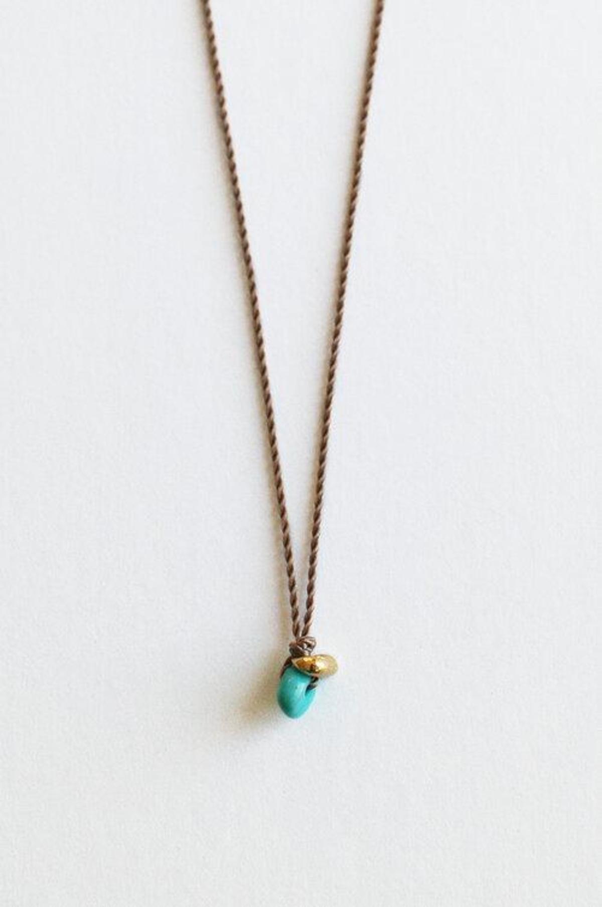 See Real Flowers Pebble Necklace - Gold/Turquoise - Image 1 of 1