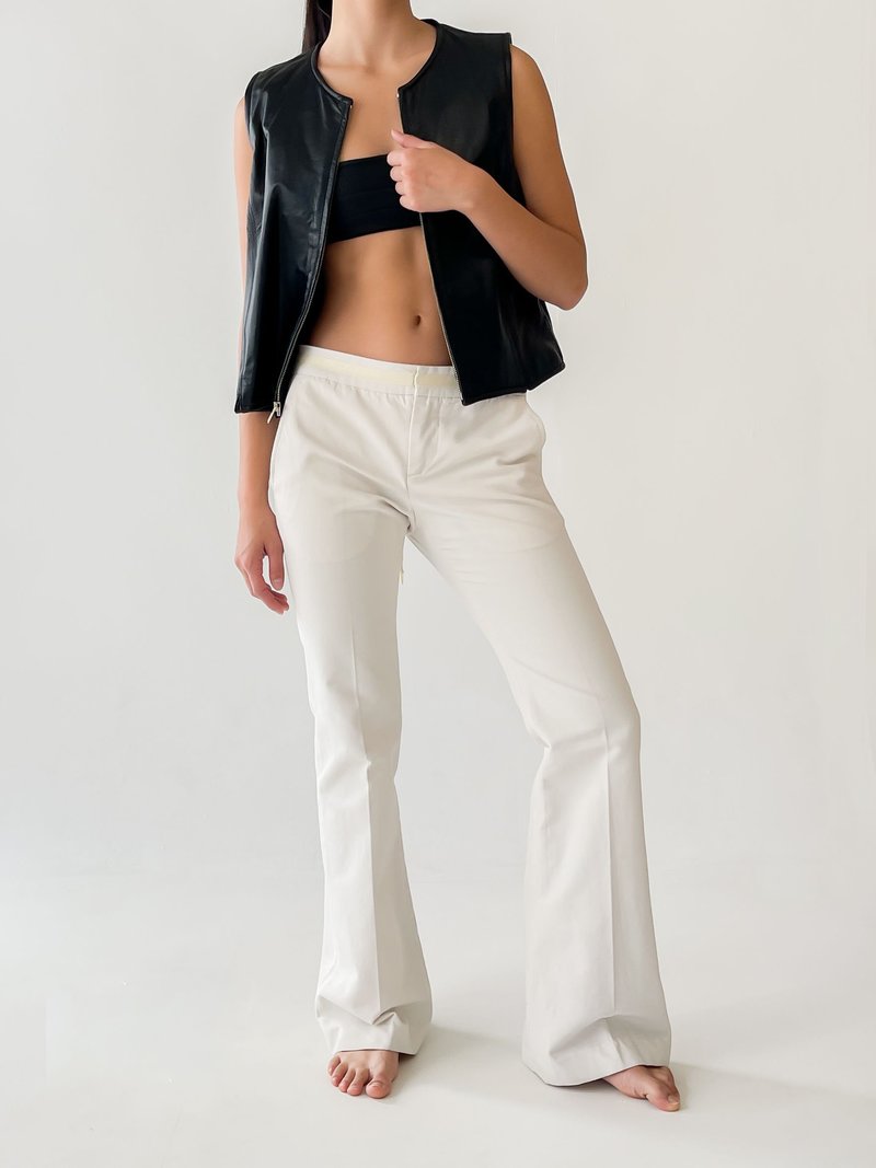 Vintage Lace Up Low Rise Pants - White | Garmentory