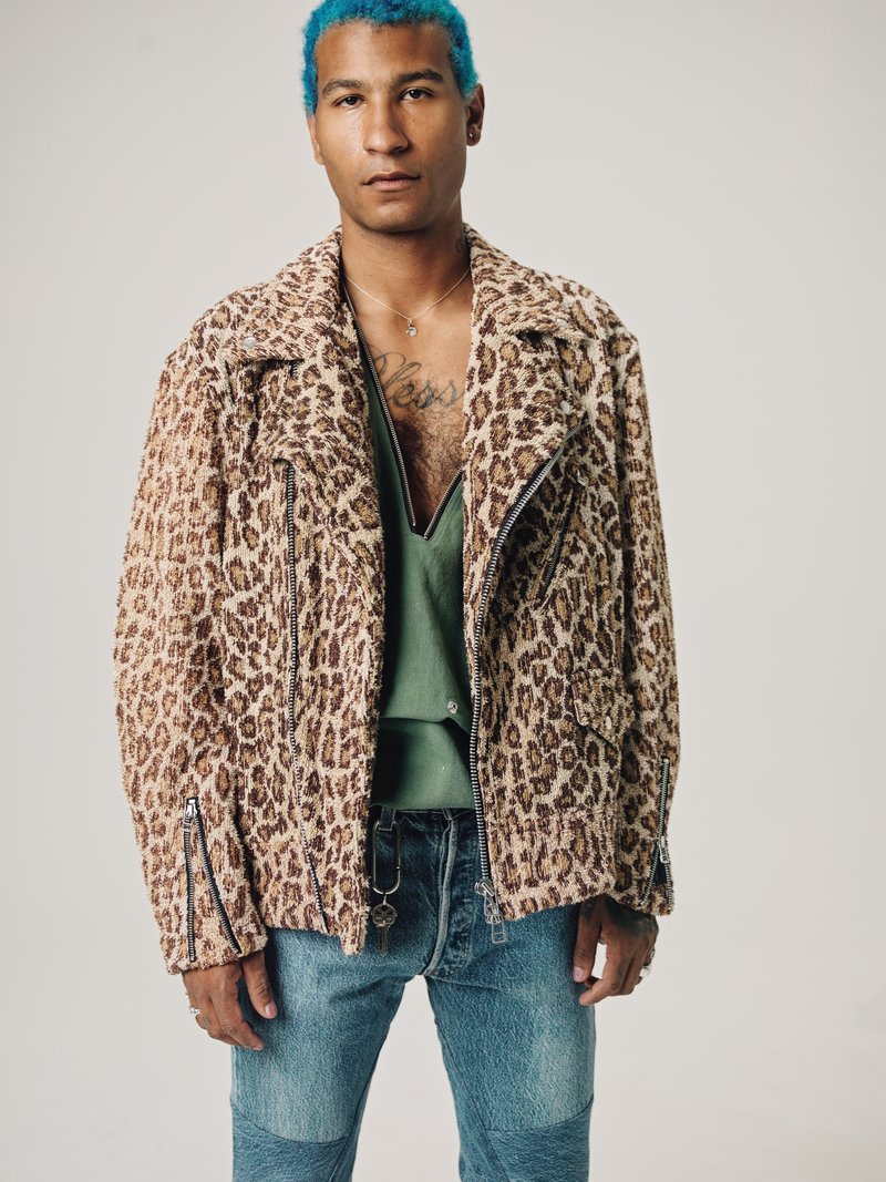 Old Park RL Towel Oversized Riders Jacket - Leopard | Garmentory