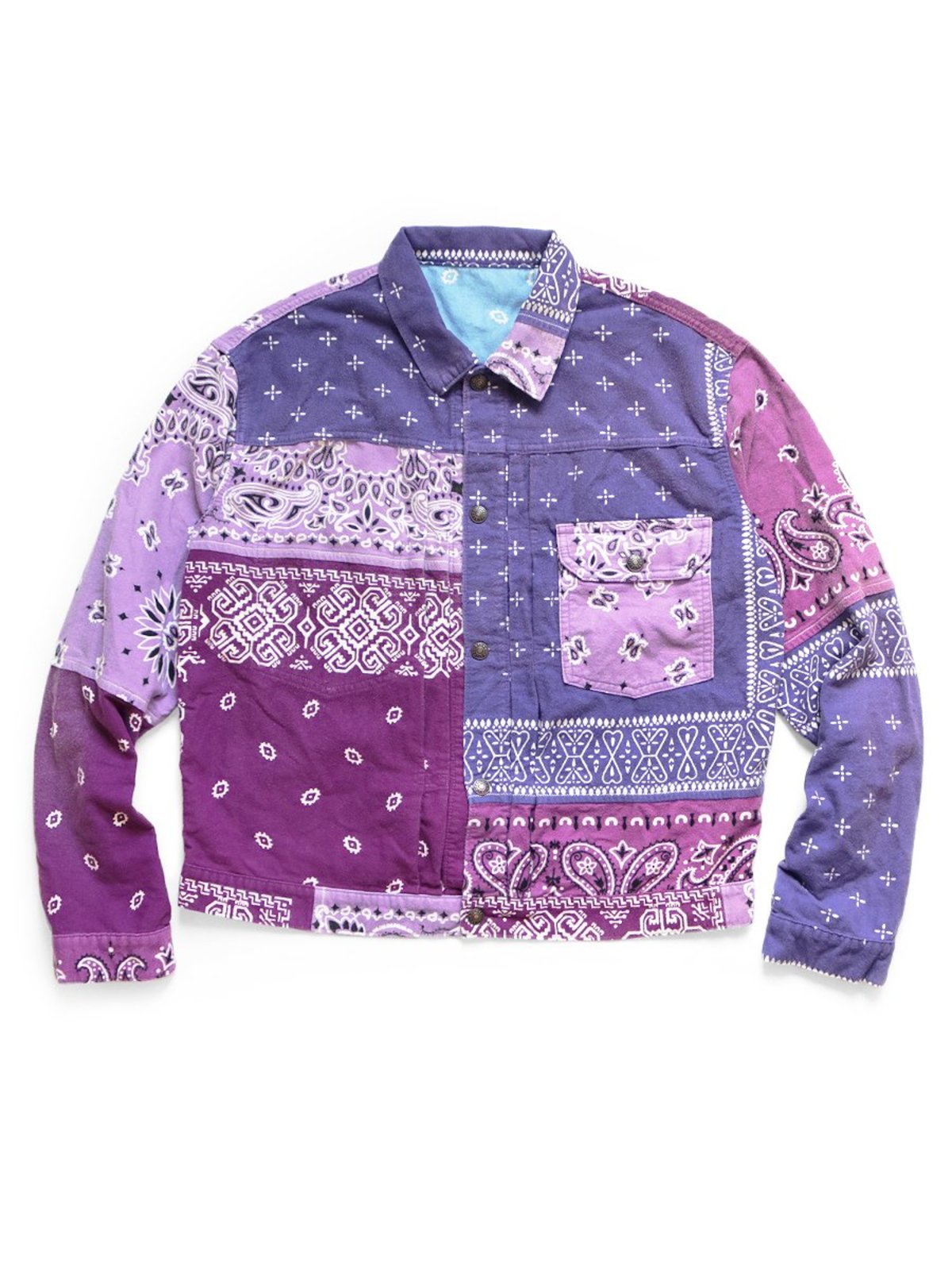 KAPITAL ネル リバーシブルバンダナ 1stジャケット キャピタルパープル Kapital Flannel Reversible Bandana 1st Jacket - Purple/Sax