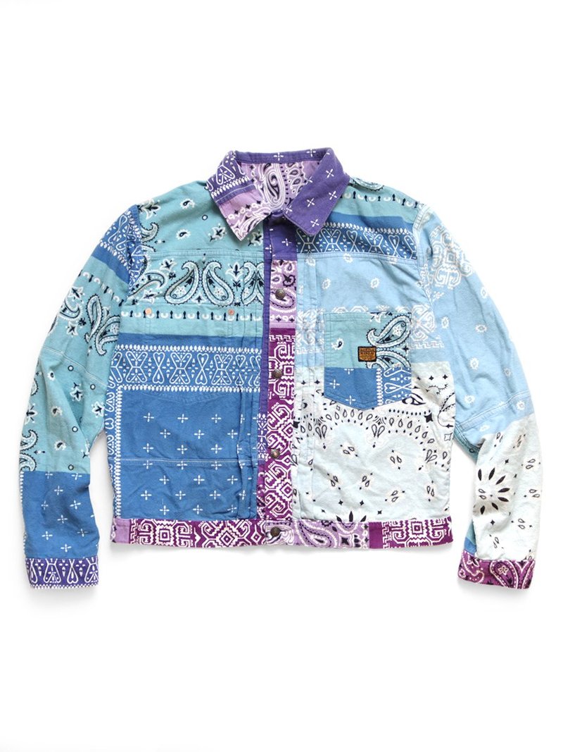 V12 リバーシブル REVERSIBLE BANDANA JKT Kapital Flannel Reversible Bandana 1st Jacket - Purple/Sax