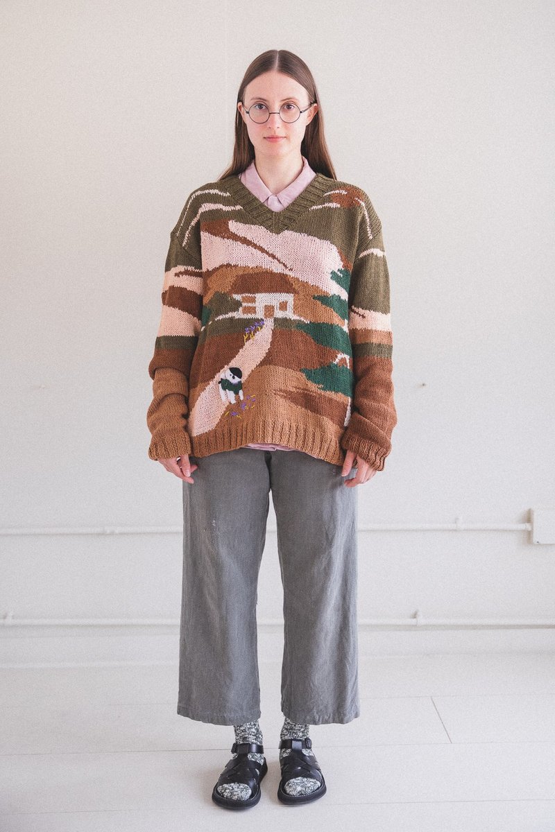 トップス story mfg. keeping jumper Story MFG. Keeping Jumper Treefall Handknit | Olive | Canoe Club