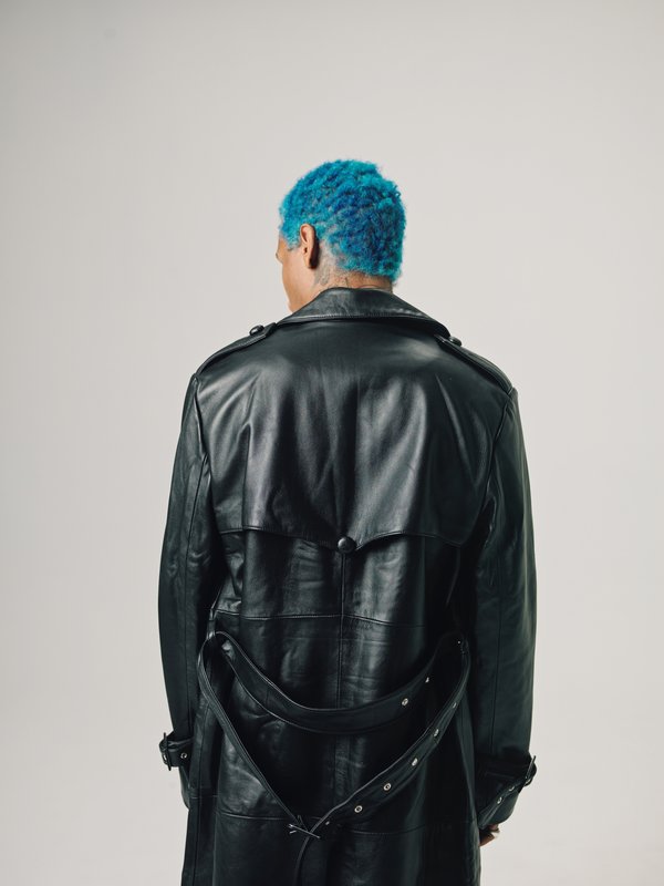 Ernest W. Baker Lamb Leather Trench Coat - Black | Garmentory