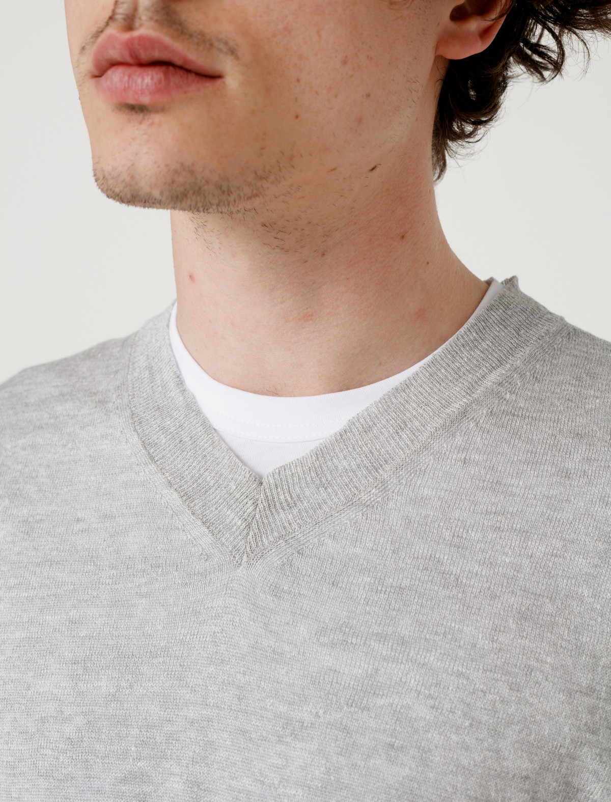 Comme des Garçons SHIRT Linen V-Neck Pullover Silver