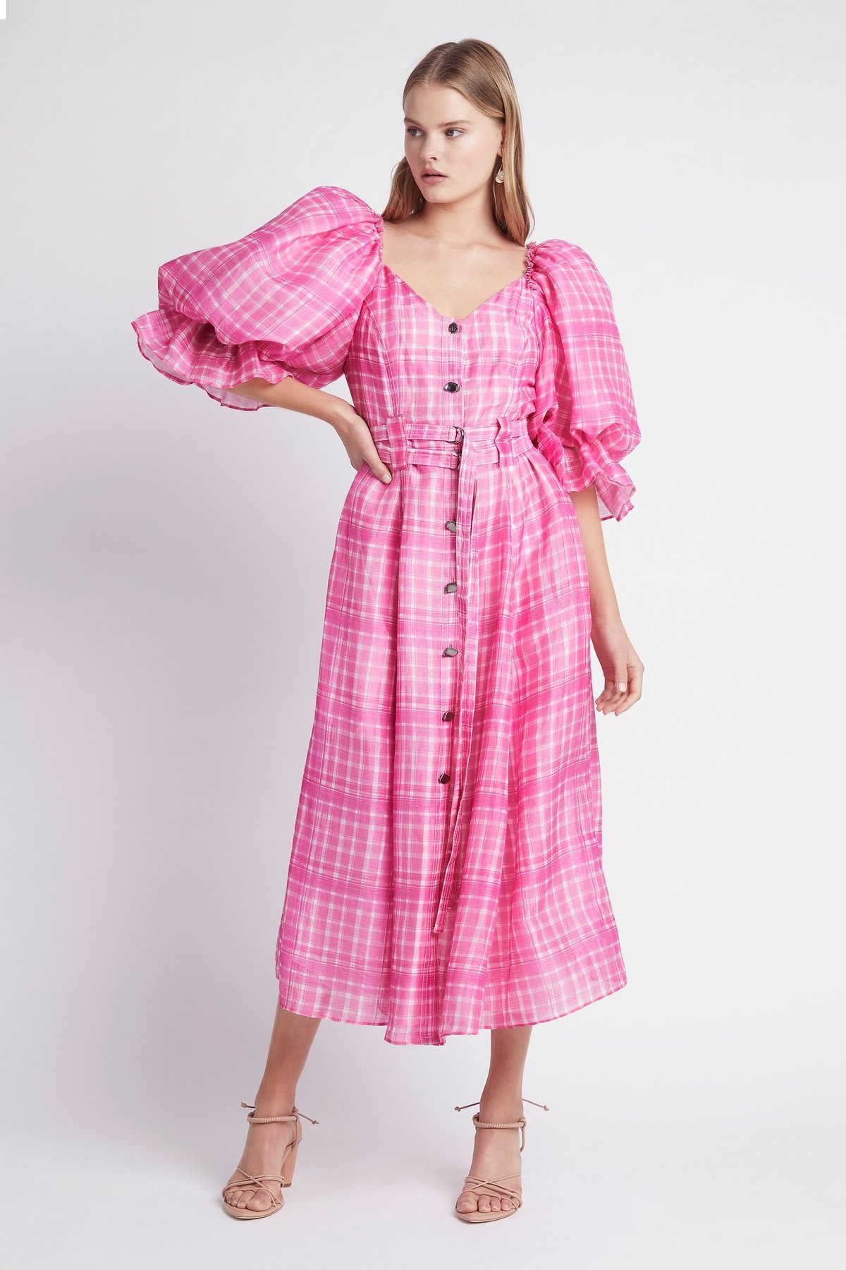aje pink puff sleeve dress Aje Rouge Pink Joan Puff Sleeve Mini Dress $455, Size 2 | 6 (AUS)