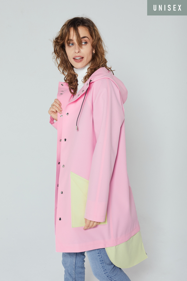 UNISEX DUCKTAIL CITY RAINCOAT PINK LIGHT YELLOW Garmentory