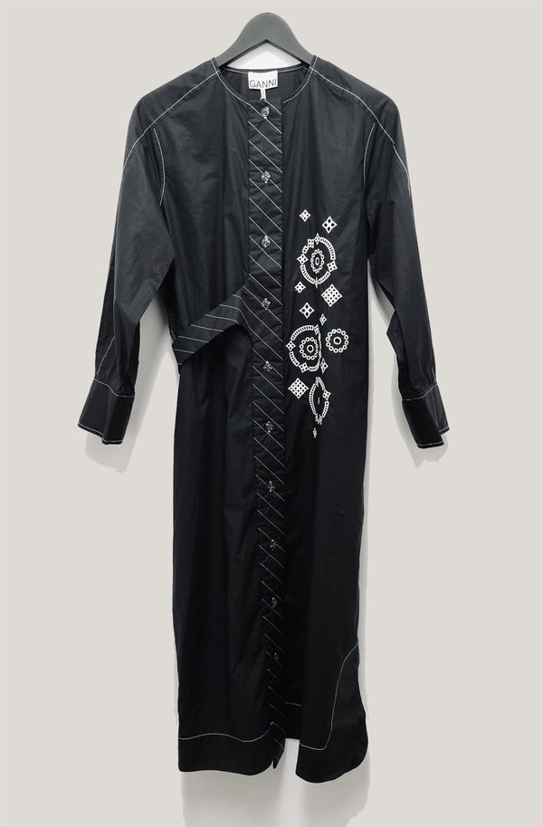 ganni embroidered dress