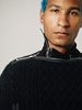 TAKAHIROMIYASHITA The Soloist. Wool Knit Zip Boat Neck Aran Cape - Black - Thumbnail 3