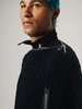 TAKAHIROMIYASHITA The Soloist. Wool Knit Zip Boat Neck Aran Cape - Black - Thumbnail 12