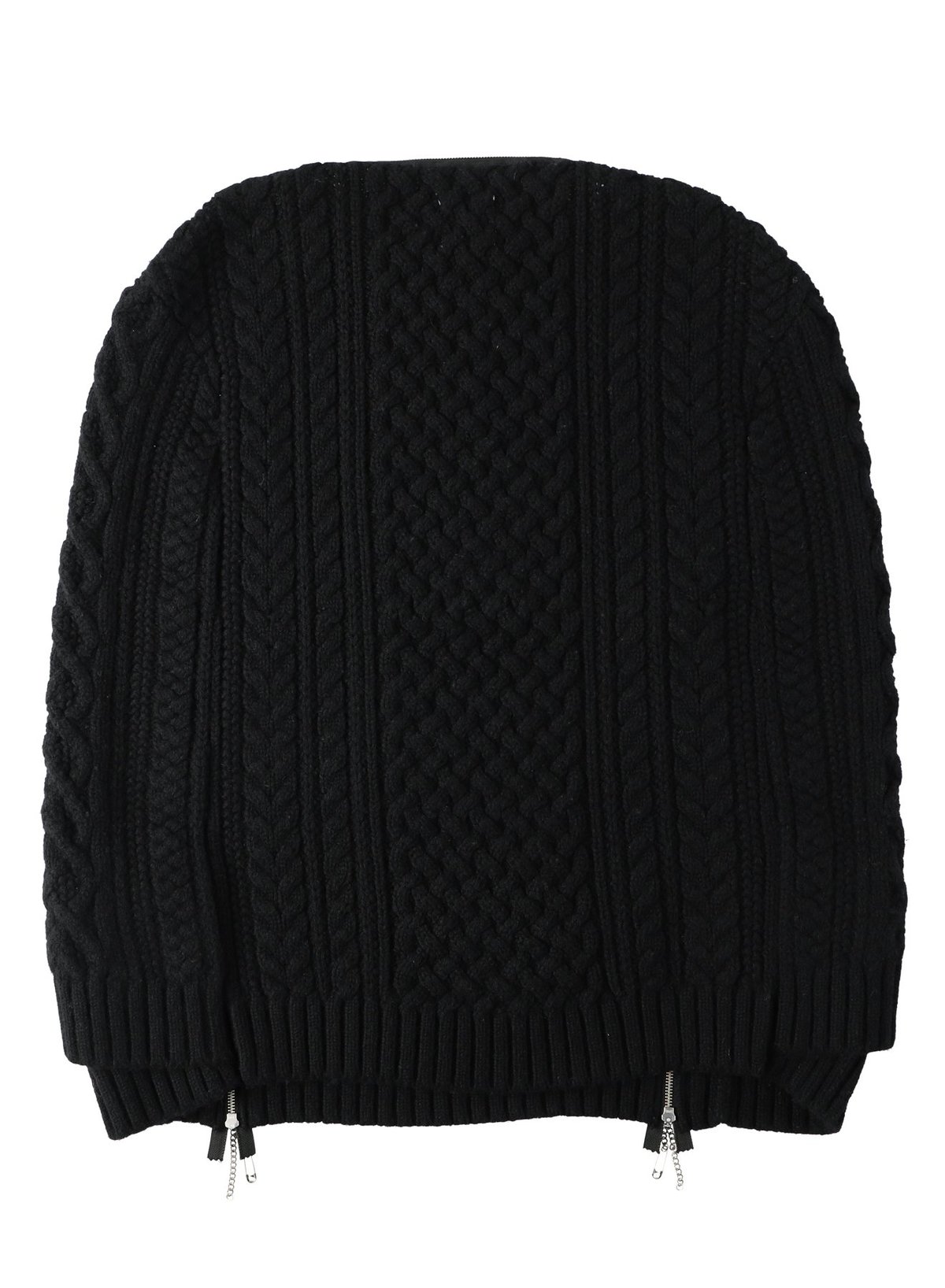 TAKAHIROMIYASHITA The Soloist. Wool Knit Zip Boat Neck Aran Cape - Black - Image 14 of 14