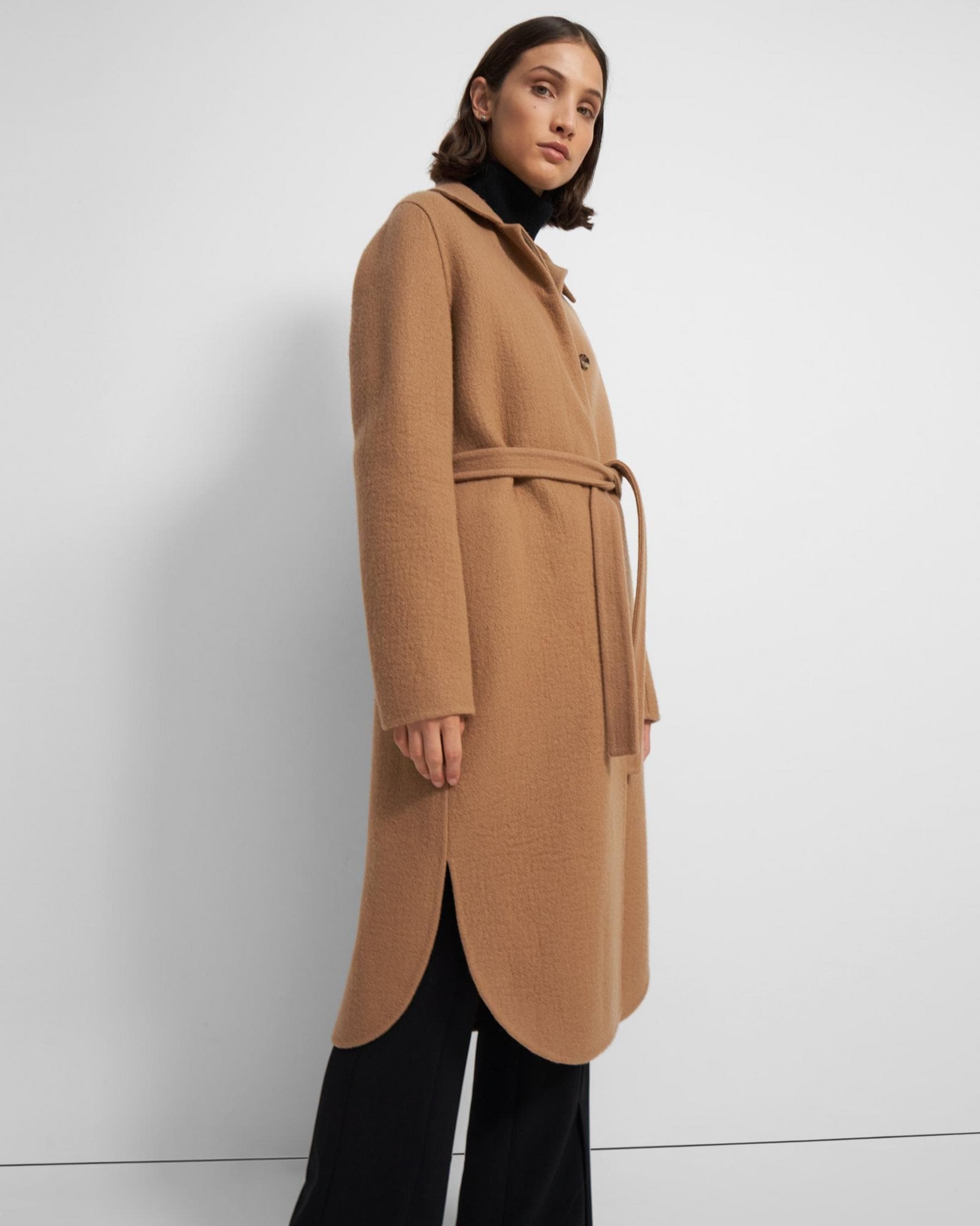 theory coat camel