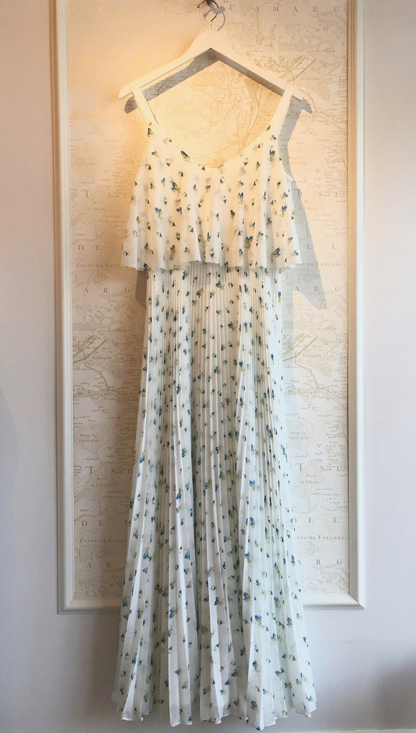 GREY Jason Wu Small Crane Print Pleated Maxi Dress - White multi |  Garmentory