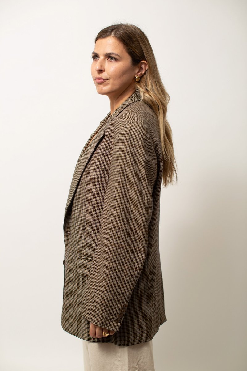 Vintage Houndstooth Blazer - TAN